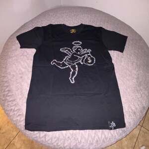 Hasta Muerte Get Money Angel Rhinestone Graphic Tee Shirt Black